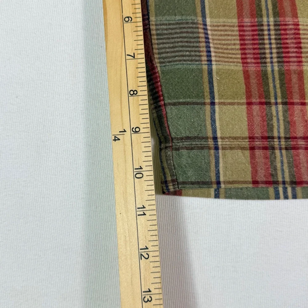 Banana Republic‎ Plaid Linen Cotton Shorts 32 Green Red Madras Summer Casual